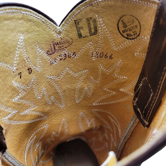 Justin‎ Vintage Exotic Caribou Cowboy Boots Women\'s Size 7D main image 8